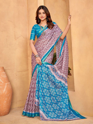 all about you Woven Daily Wear Silk Blend Saree(Purple)