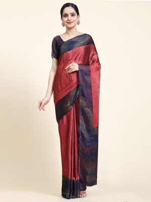 GOPINATH TEXTILE Printed Assam Silk Chiffon Saree(Red)
