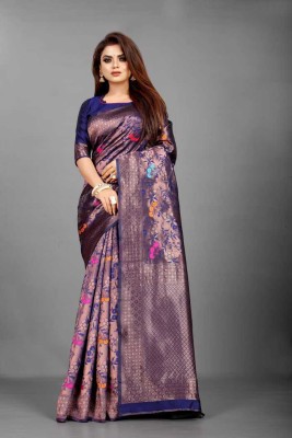 NATESHWARI FASHION Self Design Kanjivaram Pure Silk Saree(Purple)