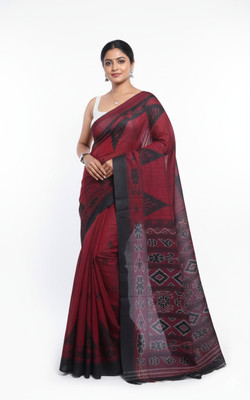 Padma Self Design, Printed Sambalpuri Pure Cotton Saree(Beige)