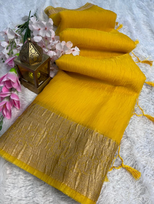 Divastri Dyed Banarasi Tissue Saree(Yellow)