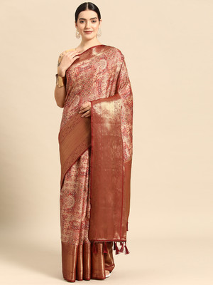 Divastri Digital Print Kanjivaram Silk Blend Saree(Maroon)