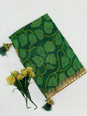 Leela Printed Bandhani Georgette Saree(Multicolor)