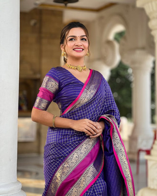 Shree Impex Self Design, Woven Banarasi Pure Silk, Jacquard Saree(Blue)