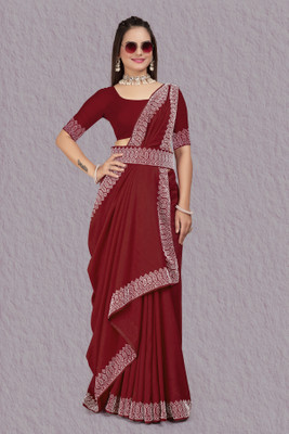 KEYU FASHION Embellished Bollywood Georgette Saree(Maroon)