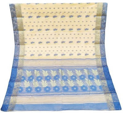 Monde Avenir Woven Banarasi Tussar Silk Saree(Beige, Blue)
