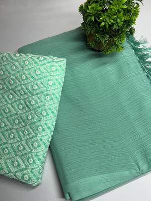 Bhavna Fashion Solid/Plain Bollywood Chiffon Saree(Light Green)