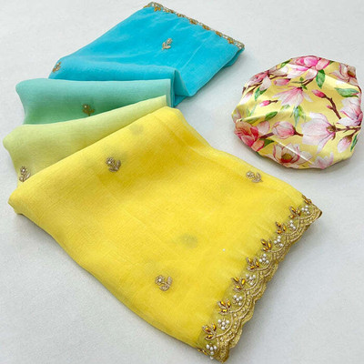 Tradivibe Ombre Bollywood Jimmy choo Saree(Yellow)