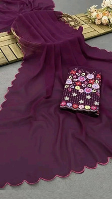 Vikash fab Self Design Bollywood Georgette Saree(Purple)