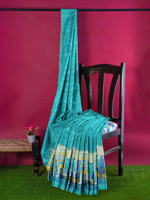Suali Printed Bollywood Georgette Saree(Blue)