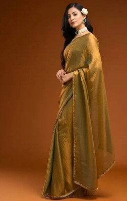 hesika Self Design Daily Wear Net Saree(Mustard)