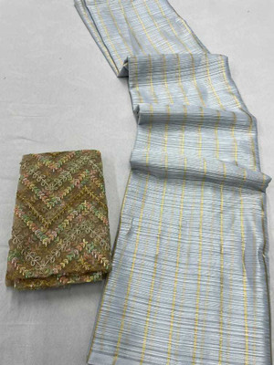Riddhi textile Hub Checkered Bollywood Chiffon Saree(Grey)