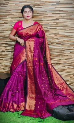 GOPALSAREE Self Design Handloom Cotton Silk Saree(Pink)