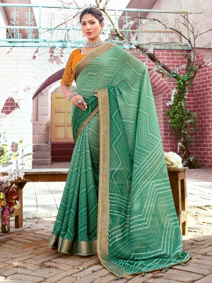 Sareemall Embroidered Bollywood Georgette Saree(Light Green)