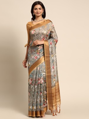 RekhaManiyar Embellished Bollywood Linen Saree(Grey)