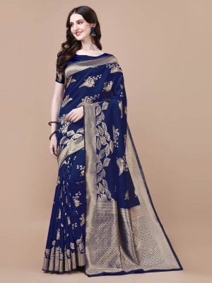 Kedar Fab Woven, Self Design Banarasi Jacquard Saree(Dark Blue)