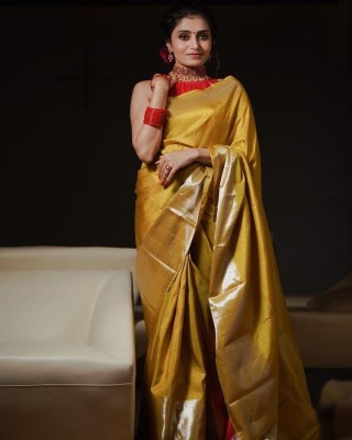 SGF11 Woven Kanjivaram Pure Silk, Art Silk Saree(Mustard)