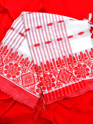 DIVINE Woven Tant Pure Silk Saree(White)