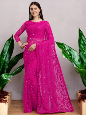 NEXA Printed Banarasi Lycra Blend Saree(Pink)