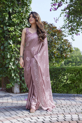 MIRCHI FASHION Printed, Blocked Printed Hand Batik Chiffon, Georgette Saree(Pink, White)