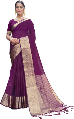 KOTHARI SBT Solid/Plain Bandhani Organza Saree(Magenta)