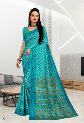 Novus Knitting Printed Daily Wear Art Silk Saree(Blue)