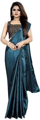 Amiga fashion Solid/Plain Bollywood Silk Blend Saree(Light Green)