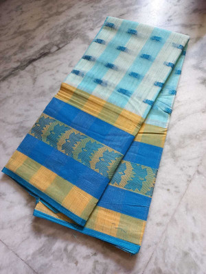 Duttafashion Printed Tant Pure Cotton Saree(Cream)