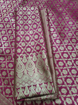 NISA silk creation Embellished Banarasi Silk Blend, Satin Saree(Pink)