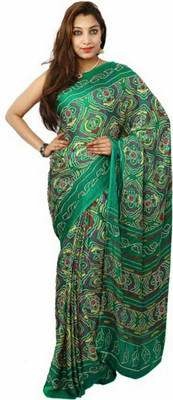 HouseOfCommon Printed Bandhani Crepe Saree(Multicolor)