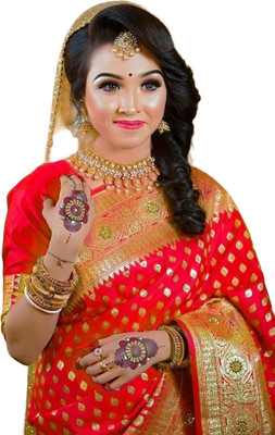 HouseOfCommon Woven Banarasi Handloom Satin Saree(Red)