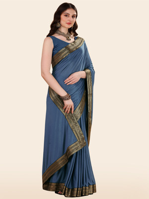 FabDaisy Solid/Plain Banarasi Chiffon Saree(Grey)