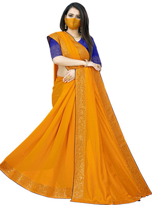 pUNYATHA CREATION Self Design Chanderi Art Silk Saree(Mustard)