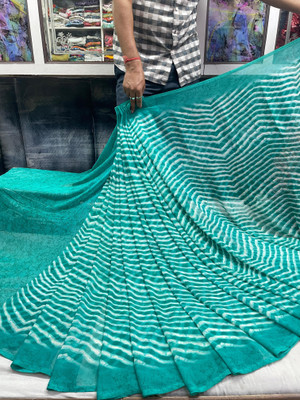 HouseOfCommon Printed Bollywood Georgette Saree(Dark Green)