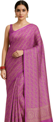 EZIESHREE Printed Daily Wear Cotton Silk Saree(Pink)