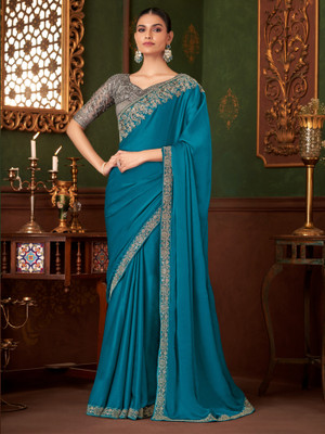 Tasrika Embellished Bollywood Chiffon Saree(Blue)