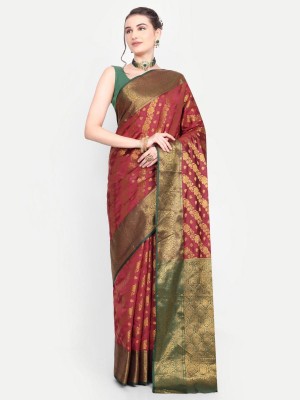 LAVYANSH CREATION Self Design, Woven Banarasi Art Silk, Jacquard Saree(Red)