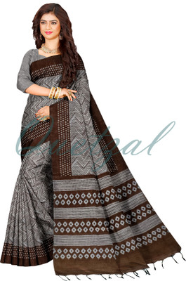 Quetzal Printed, Self Design Sambalpuri Pure Cotton Saree(Grey)