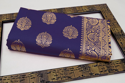 MIRMAN Woven Kanjivaram Pure Silk Saree(Blue)