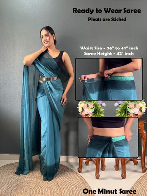 Riddhi textile Hub Solid/Plain Bollywood Chiffon Saree(Blue)