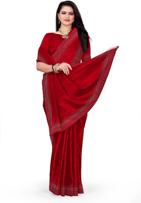 pari creation Self Design Bollywood Georgette Saree(Red)
