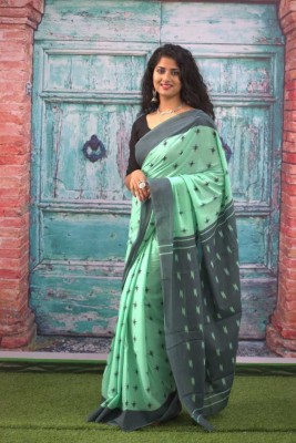 JAIPURI BLOCK PRINT Printed Daily Wear Pure Cotton Saree(Green, Grey)