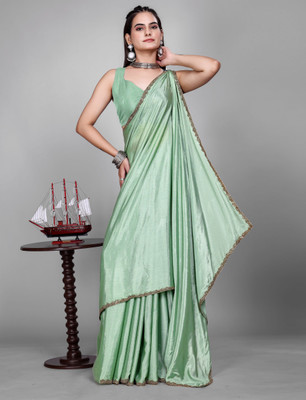 HouseOfCommon Self Design Kanjivaram Jimmy choo, Chiffon Saree(Light Green)