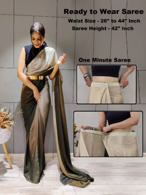 Riddhi textile Hub Dyed Bollywood Chiffon Saree(Brown)