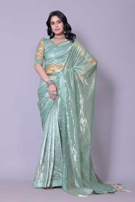 Prem Enterprises Self Design Bollywood Organza Saree(Blue)