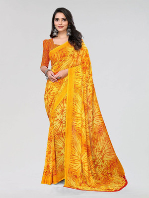 Moda Rapido Printed Daily Wear Georgette Saree(Yellow)