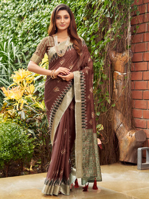 KARAGIRI Woven Bollywood Silk Blend Saree(Maroon)