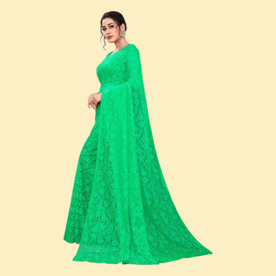 nexxxa Self Design Bollywood Net Saree(Light Green)