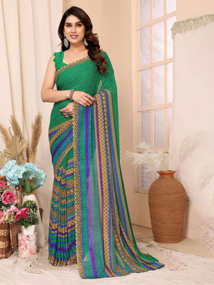 Moda Rapido Printed, Self Design Daily Wear Georgette Saree(Green)