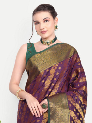 jayant creation Self Design, Woven Banarasi Silk Blend, Jacquard Saree(Purple)